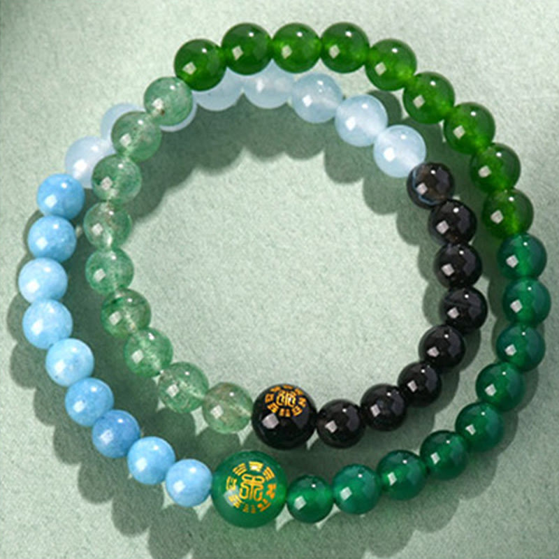 Karma Stone Five Elements Various Agate Crystal Pearl Black Onyx White Agate White Crystal Luck Bracelet