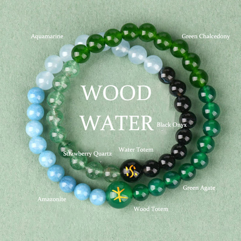 Karma Stone Five Elements Various Agate Crystal Pearl Black Onyx White Agate White Crystal Luck Bracelet