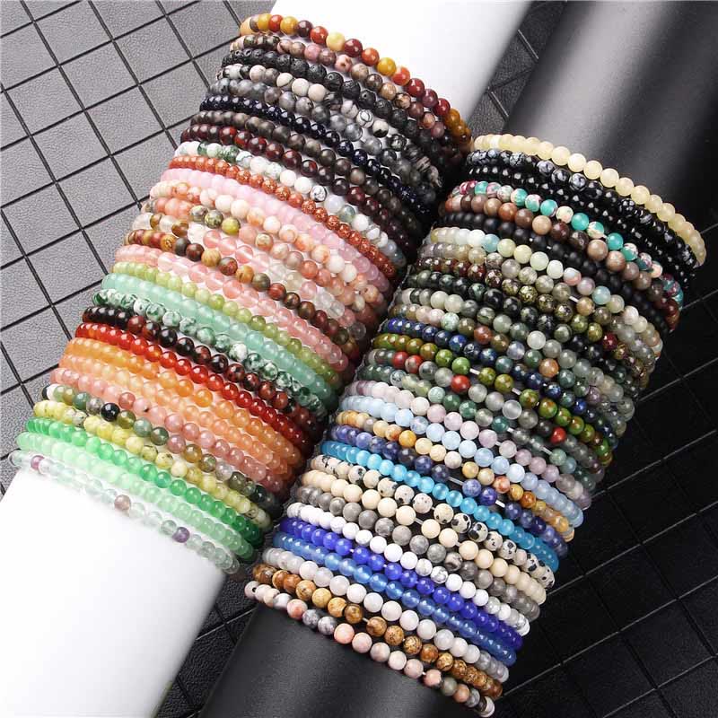 Karma Stone 4mm Various Stone Crystal Mini Beads Healing Bracelet