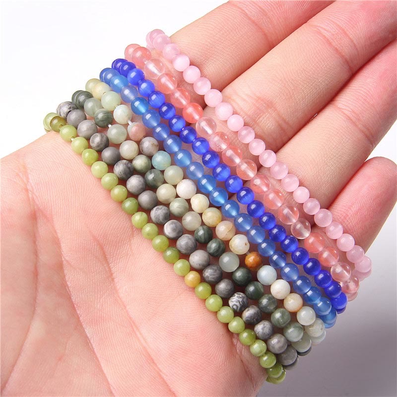 Karma Stone 4mm Various Stone Crystal Mini Beads Healing Bracelet