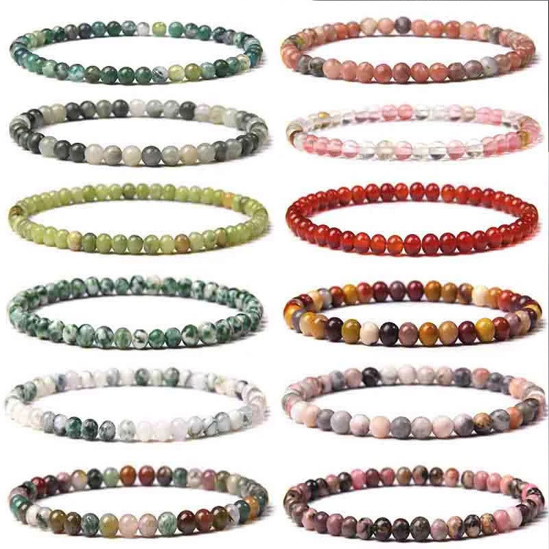 Karma Stone 4mm Various Stone Crystal Mini Beads Healing Bracelet