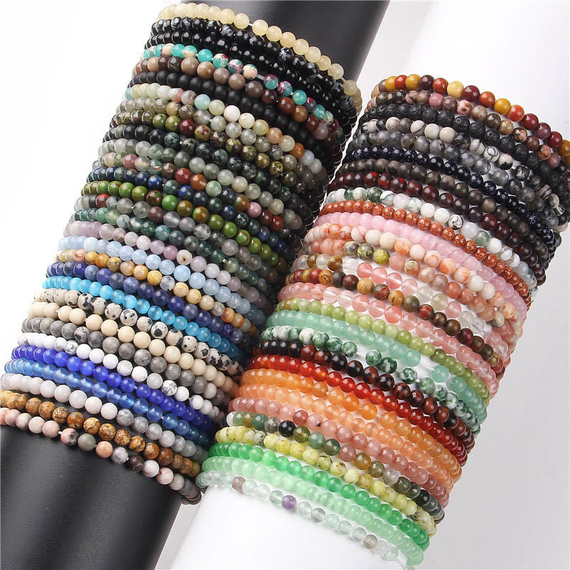 Karma Stone 4mm Various Stone Crystal Mini Beads Healing Bracelet