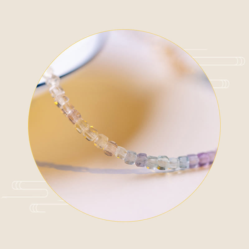 Karma Stone 2.5mm Fluorite Ultra-thin Beads 14k Gold Plated Copper Heart Power Bracelet