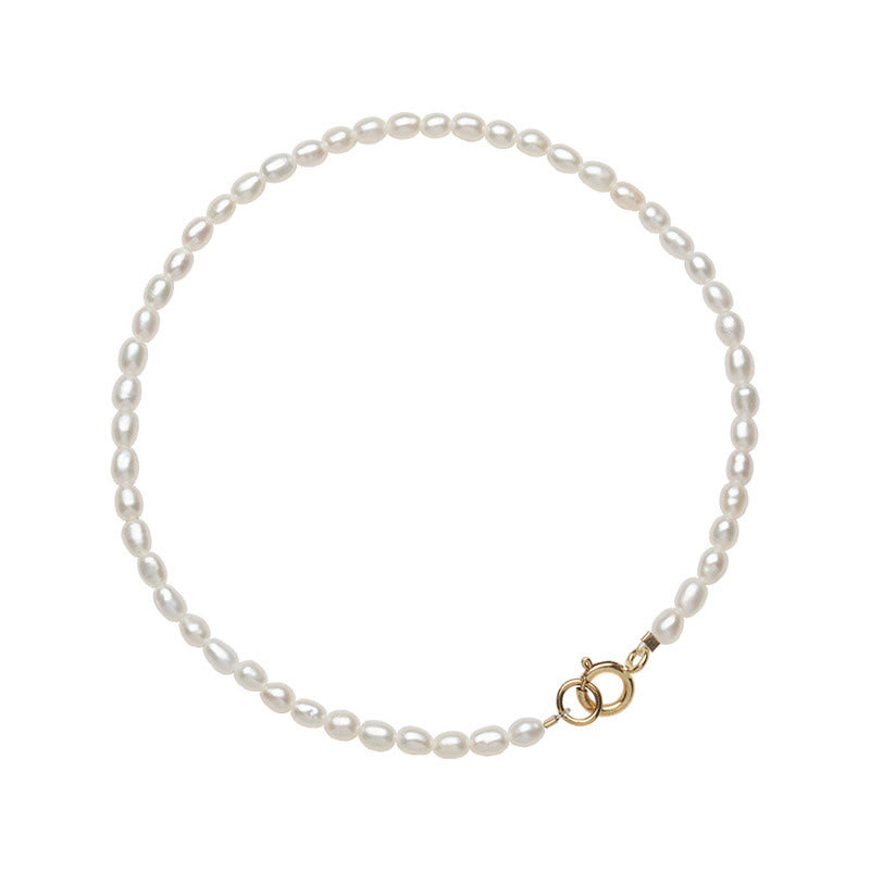 Karma Stone 2mm Natural Pearl Ultra-thin Beads 14k Gold Plated Copper Wisdom Bracelet