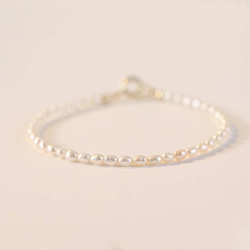Karma Stone 2mm Natural Pearl Ultra-thin Beads 14k Gold Plated Copper Wisdom Bracelet