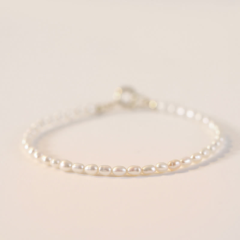 Karma Stone 2mm Natural Pearl Ultra-thin Beads 14k Gold Plated Copper Wisdom Bracelet