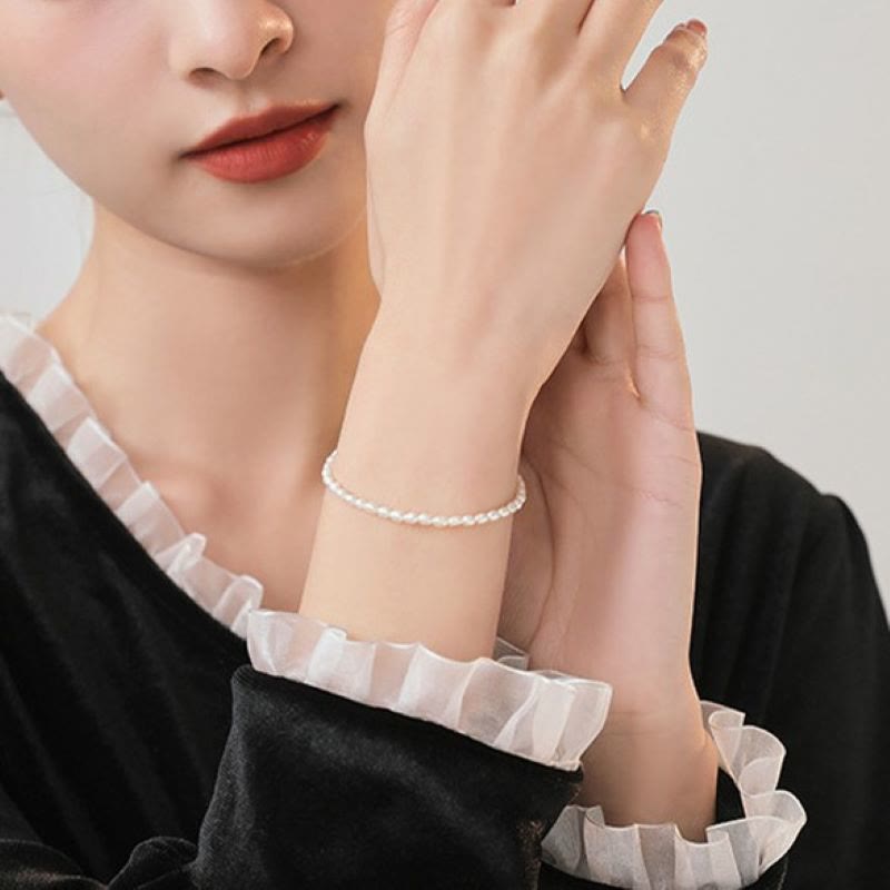 Karma Stone 2mm Natural Pearl Ultra-thin Beads 14k Gold Plated Copper Wisdom Bracelet