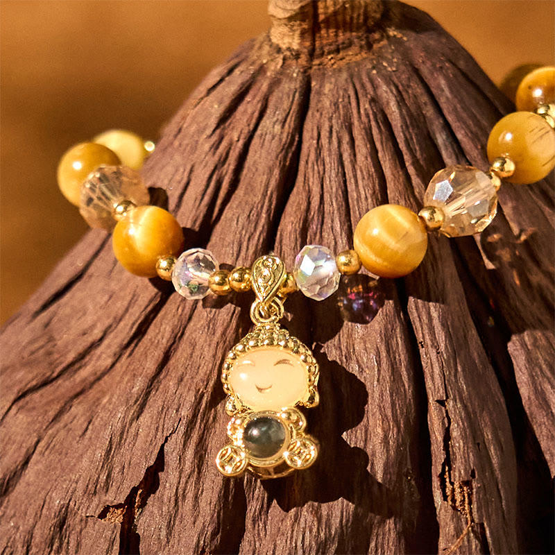 Karma Stone Yellow Tiger Eye Meditation Buddha Protection Bracelet