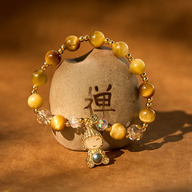 Karma Stone Yellow Tiger Eye Meditation Buddha Protection Bracelet