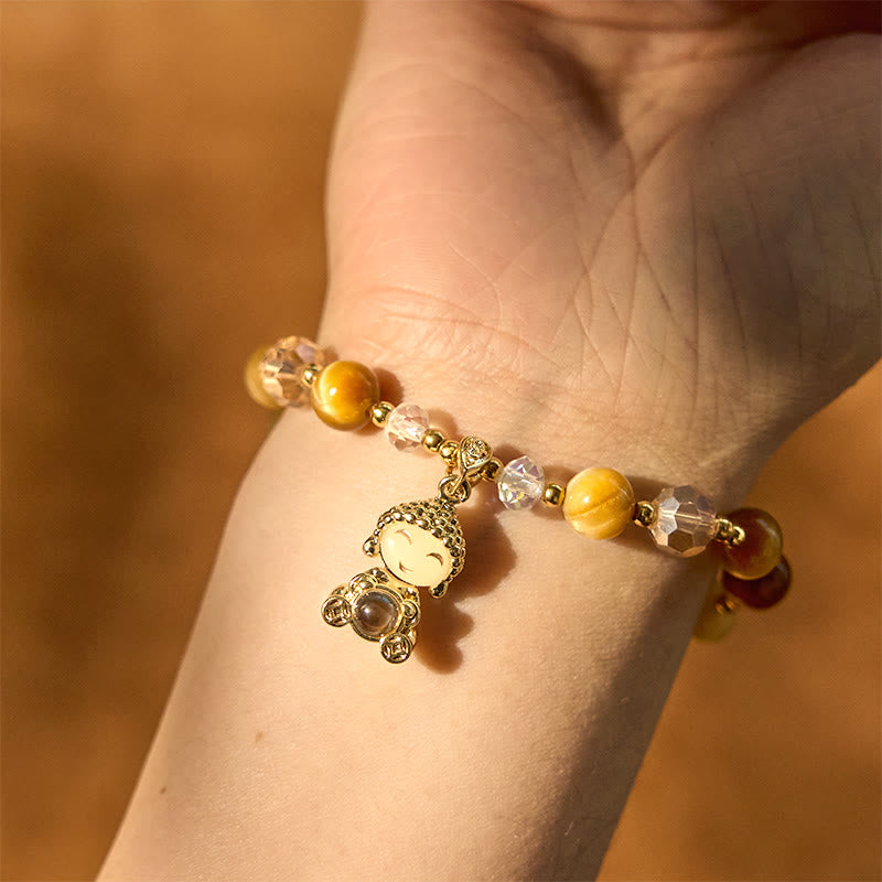 Karma Stone Yellow Tiger Eye Meditation Buddha Protection Bracelet