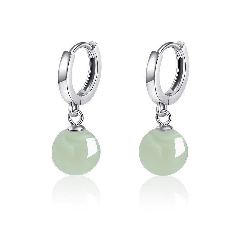 Karma Stone Round Jade Bead Prosperity Earrings