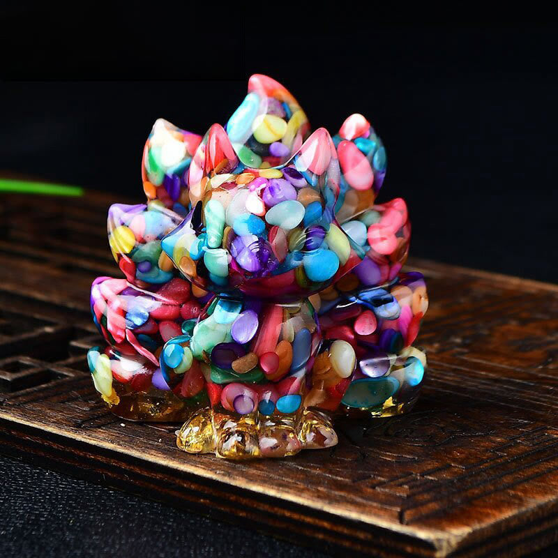 Karma Stone Natural Various Crystal Strawberry Quartz Amethyst Nine Tailed Fox Protection Home Decoration