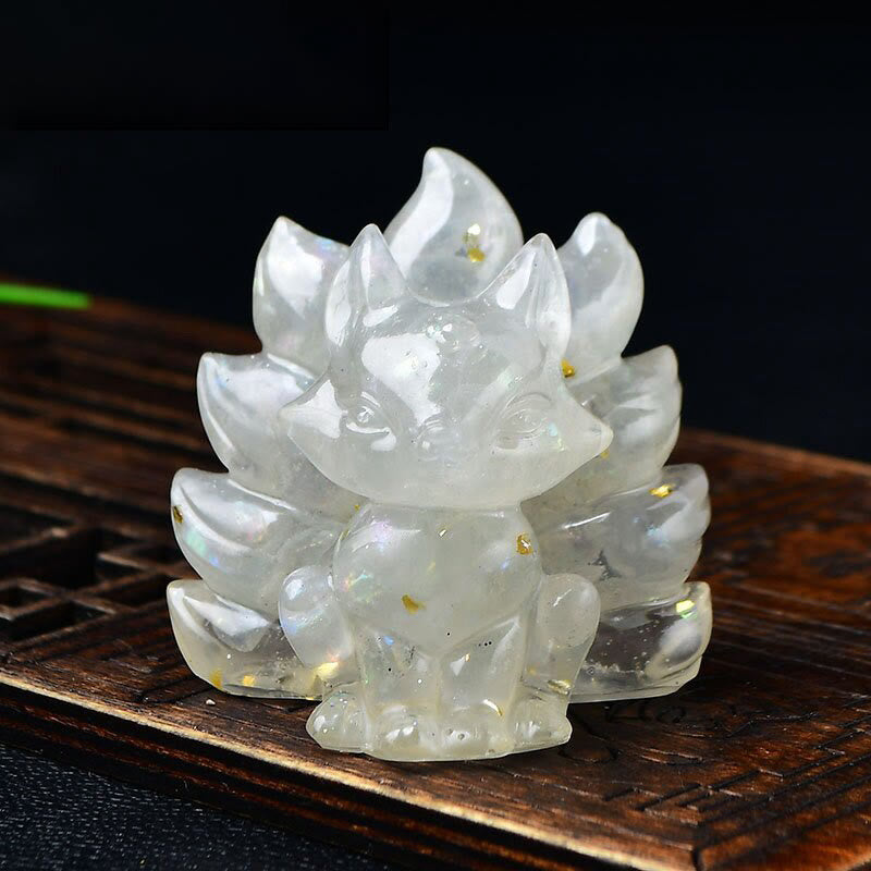 Karma Stone Natural Various Crystal Strawberry Quartz Amethyst Nine Tailed Fox Protection Home Decoration