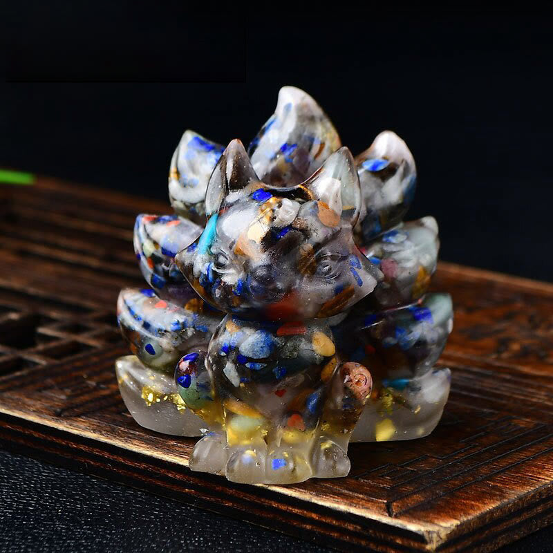 Karma Stone Natural Various Crystal Strawberry Quartz Amethyst Nine Tailed Fox Protection Home Decoration