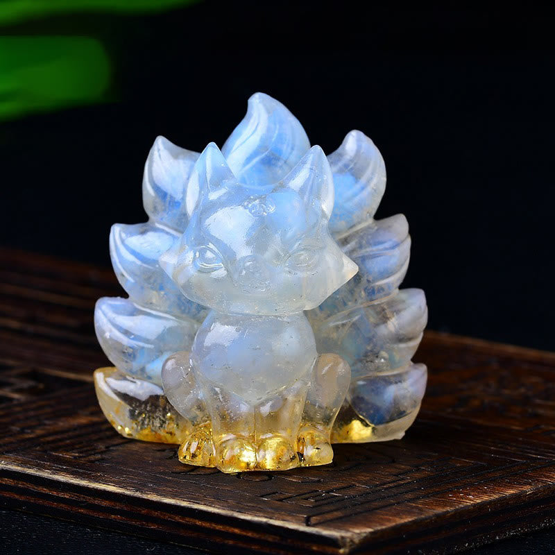 Karma Stone Natural Various Crystal Strawberry Quartz Amethyst Nine Tailed Fox Protection Home Decoration