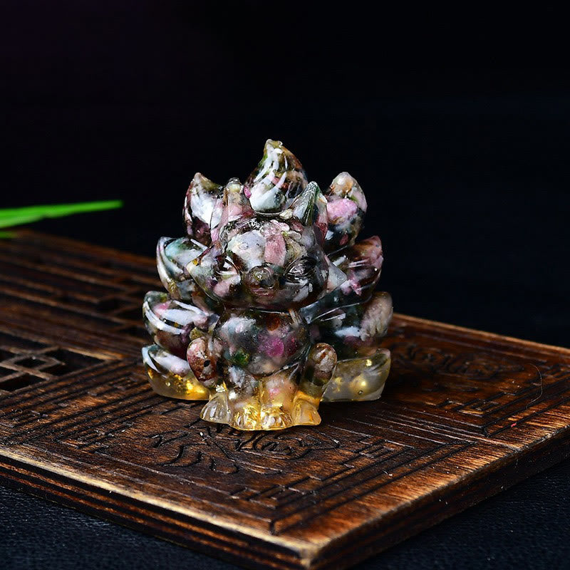 Karma Stone Natural Various Crystal Strawberry Quartz Amethyst Nine Tailed Fox Protection Home Decoration