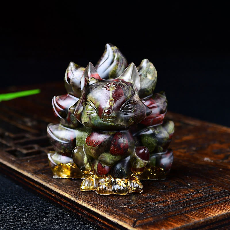 Karma Stone Natural Various Crystal Strawberry Quartz Amethyst Nine Tailed Fox Protection Home Decoration