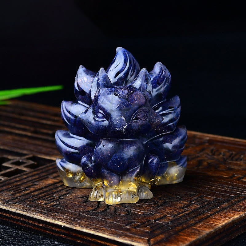 Karma Stone Natural Various Crystal Strawberry Quartz Amethyst Nine Tailed Fox Protection Home Decoration