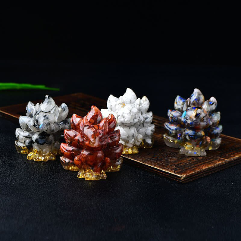 Karma Stone Natural Various Crystal Strawberry Quartz Amethyst Nine Tailed Fox Protection Home Decoration