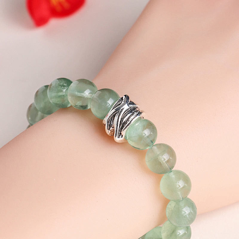 Karma Stone Green Fluorite Beads Moon Star Peace Bracelet