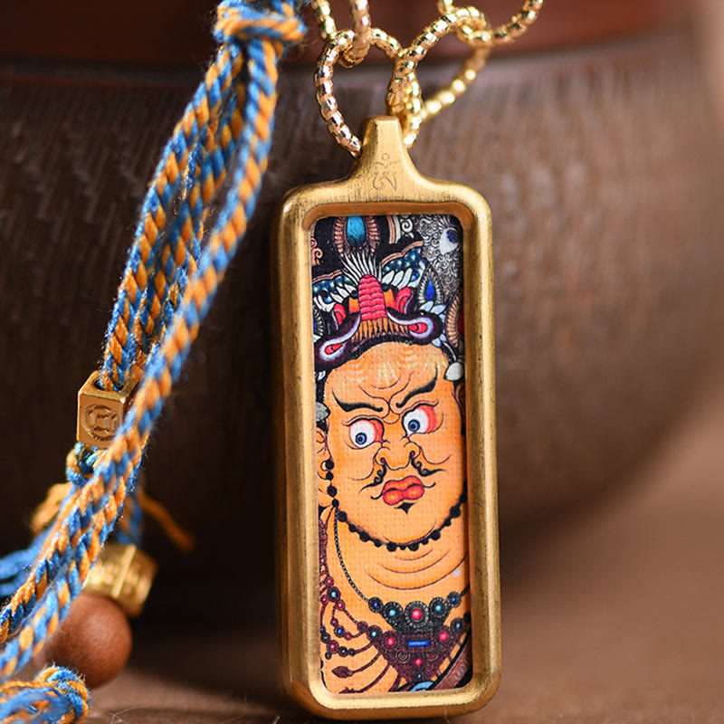 Karma Stone Tibet God Of Wealth Titanium Steel Thangka Wealth Necklace Pendant
