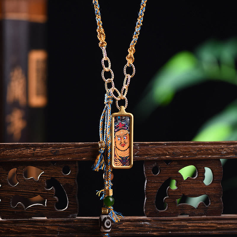 Karma Stone Tibet God Of Wealth Titanium Steel Thangka Wealth Necklace Pendant