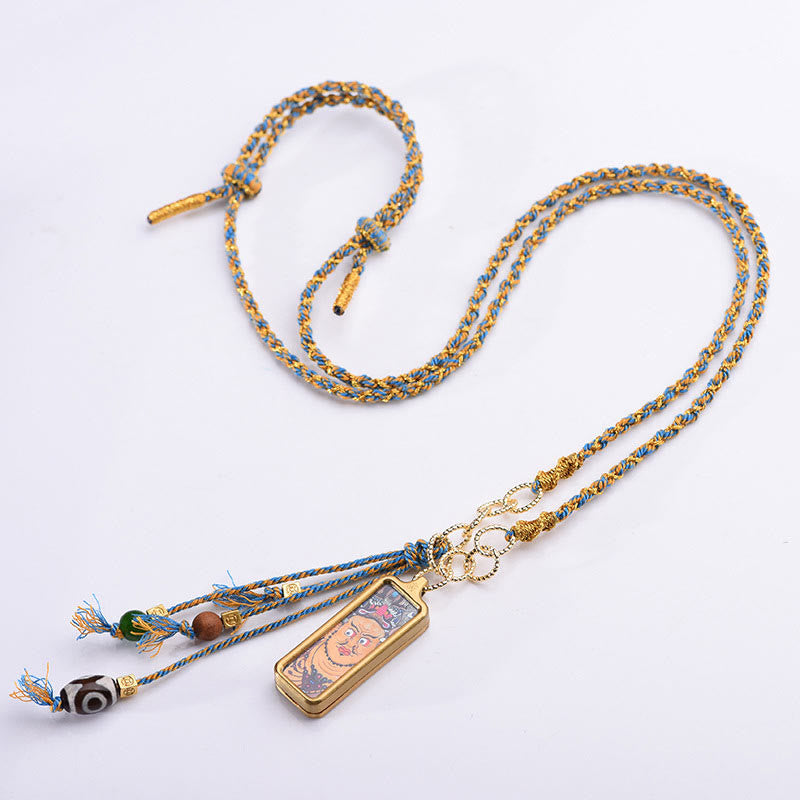 Karma Stone Tibet God Of Wealth Titanium Steel Thangka Wealth Necklace Pendant