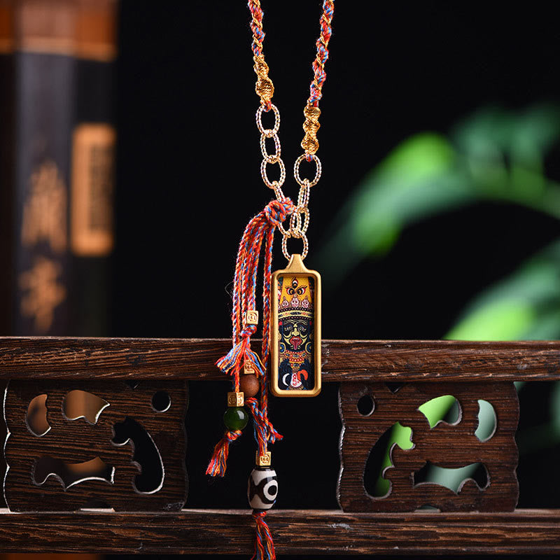 Karma Stone Tibet God Of Wealth Titanium Steel Thangka Wealth Necklace Pendant