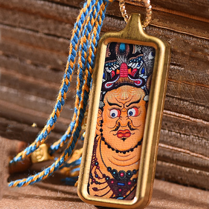Karma Stone Tibet God Of Wealth Titanium Steel Thangka Wealth Necklace Pendant