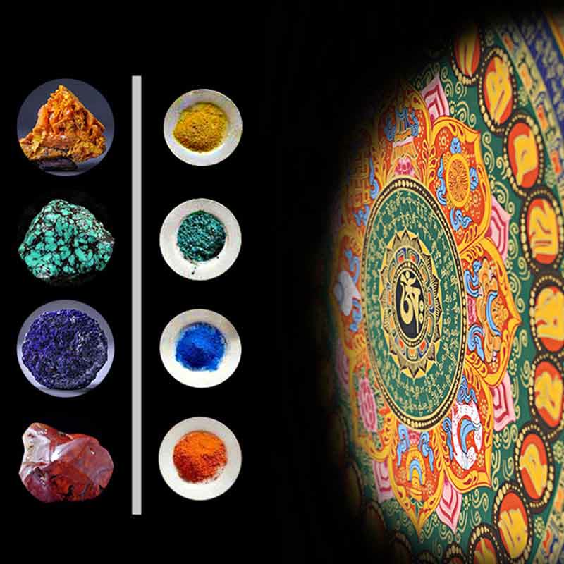 Karma Stone Tibetan Thangka Painting Om Mani Padme Hum Scripture Handmade Decoration(Random Style)