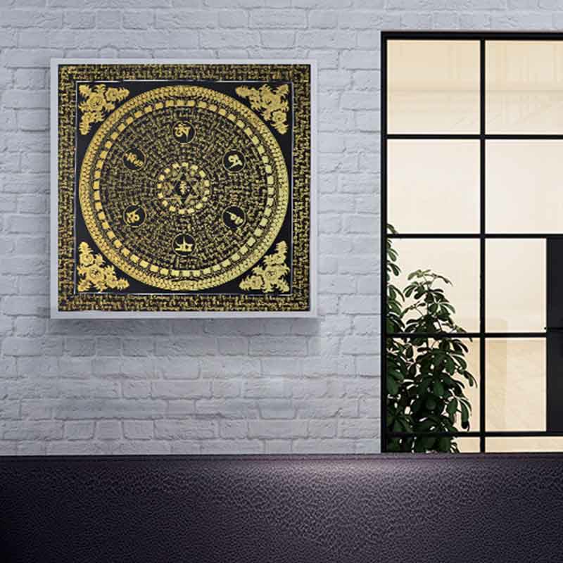 Karma Stone Tibetan Thangka Painting Om Mani Padme Hum Scripture Handmade Decoration(Random Style)