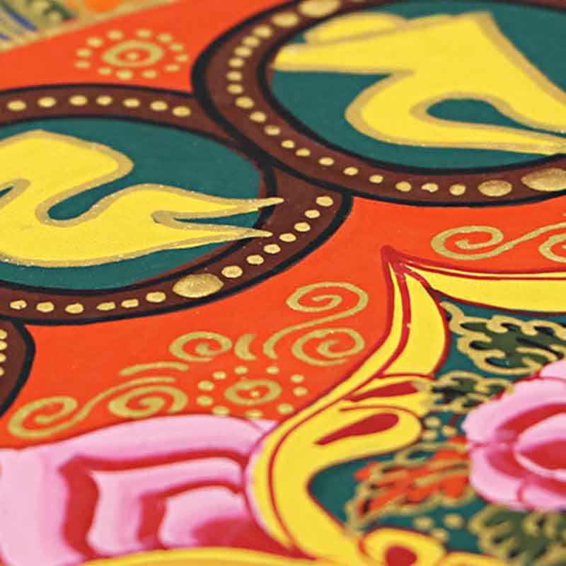Karma Stone Tibetan Thangka Painting Om Mani Padme Hum Scripture Handmade Decoration(Random Style)
