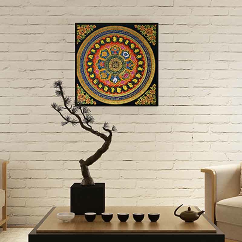 Karma Stone Tibetan Thangka Painting Om Mani Padme Hum Scripture Handmade Decoration(Random Style)