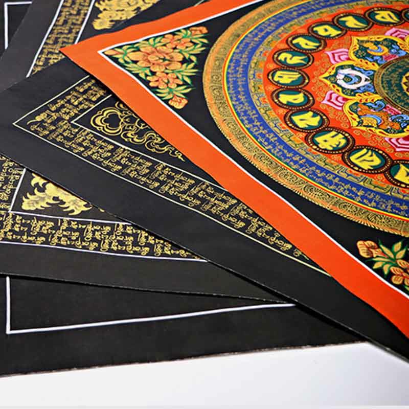 Karma Stone Tibetan Thangka Painting Om Mani Padme Hum Scripture Handmade Decoration(Random Style)
