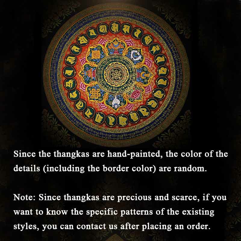 Karma Stone Tibetan Thangka Painting Om Mani Padme Hum Scripture Handmade Decoration(Random Style)