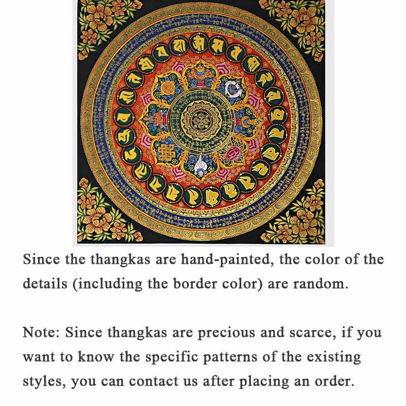 Karma Stone Tibetan Thangka Painting Om Mani Padme Hum Scripture Handmade Decoration(Random Style)