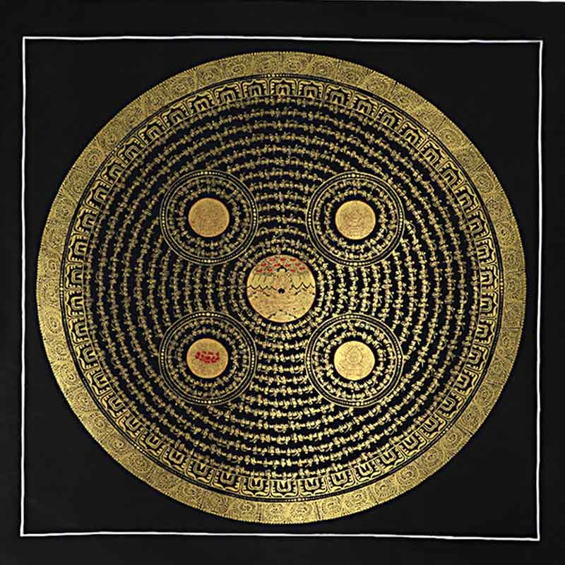 Karma Stone Tibetan Thangka Painting Om Mani Padme Hum Scripture Handmade Decoration(Random Style)