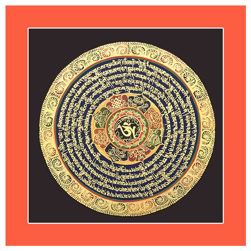 Karma Stone Tibetan Thangka Painting Six True Words Scripture Handmade Decoration Blind Box(Random Style)