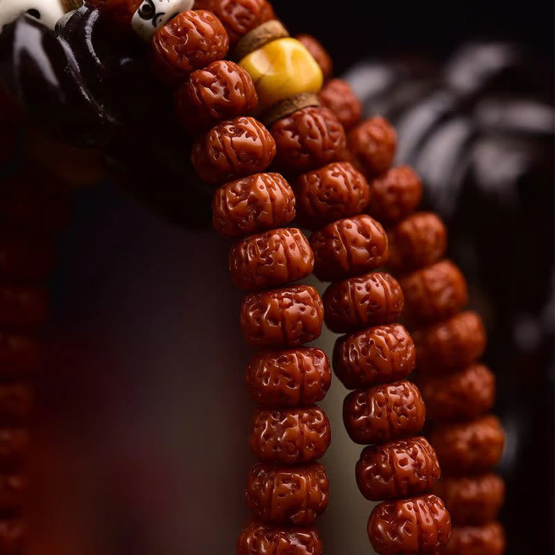 Karma Stone 108 Beads Rudraksha Bodhi Seed Wealth Tassel Mala