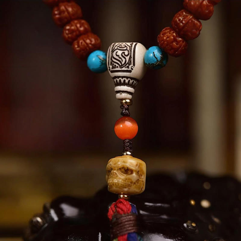 Karma Stone 108 Beads Rudraksha Bodhi Seed Wealth Tassel Mala