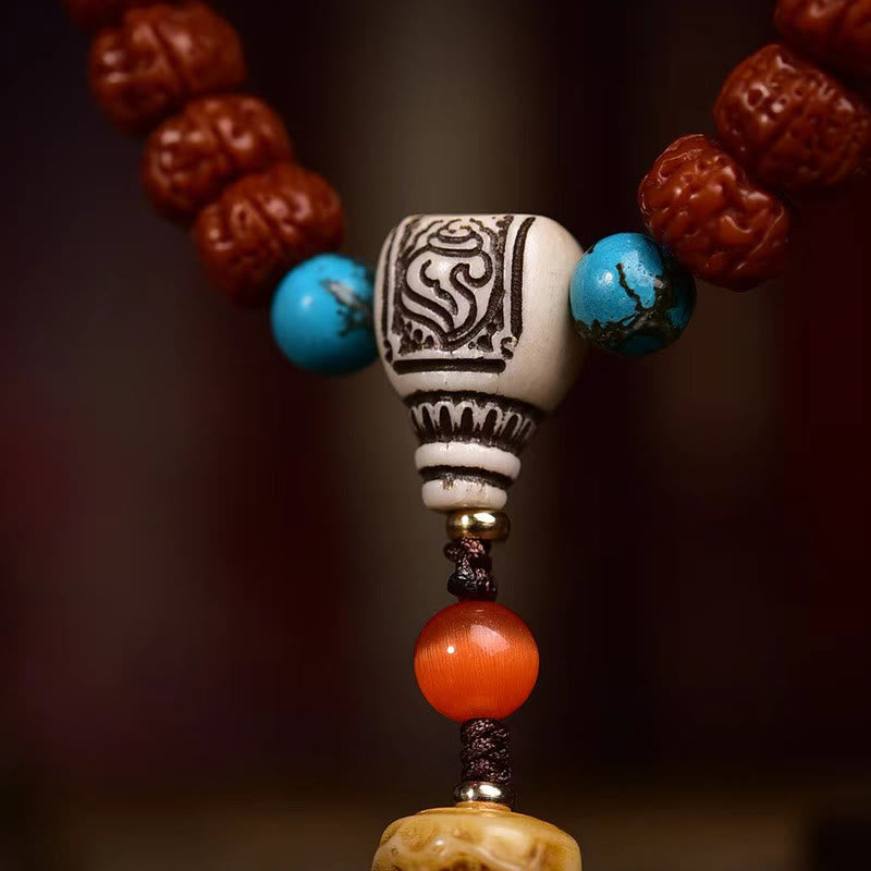 Karma Stone 108 Beads Rudraksha Bodhi Seed Wealth Tassel Mala