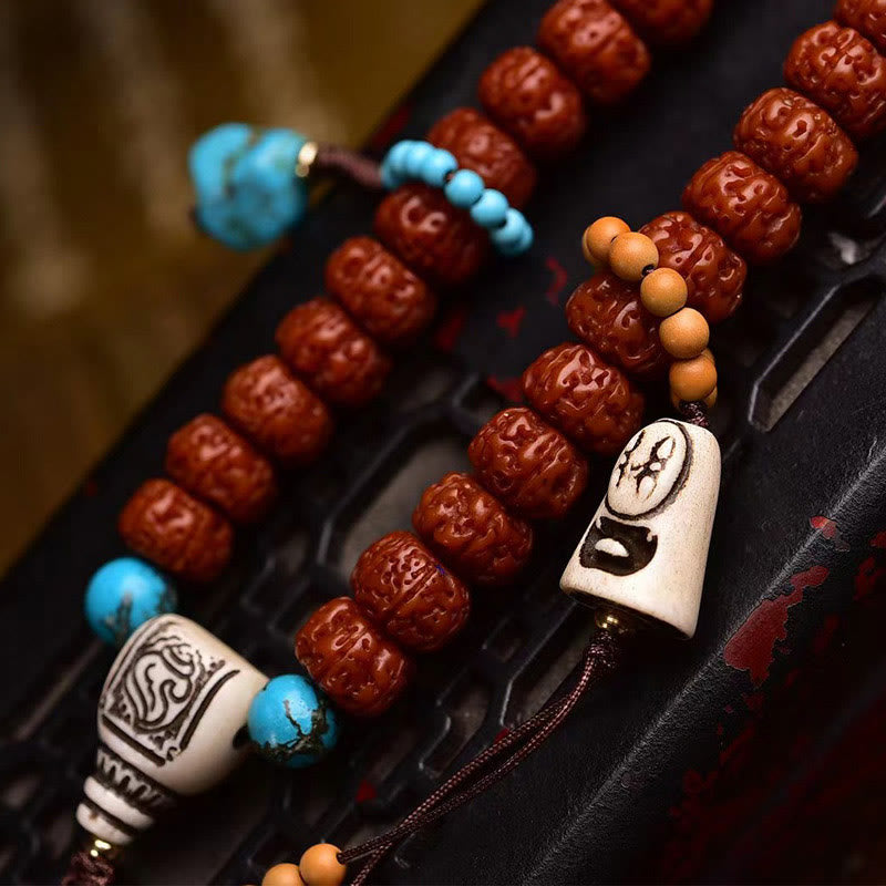 Karma Stone 108 Beads Rudraksha Bodhi Seed Wealth Tassel Mala