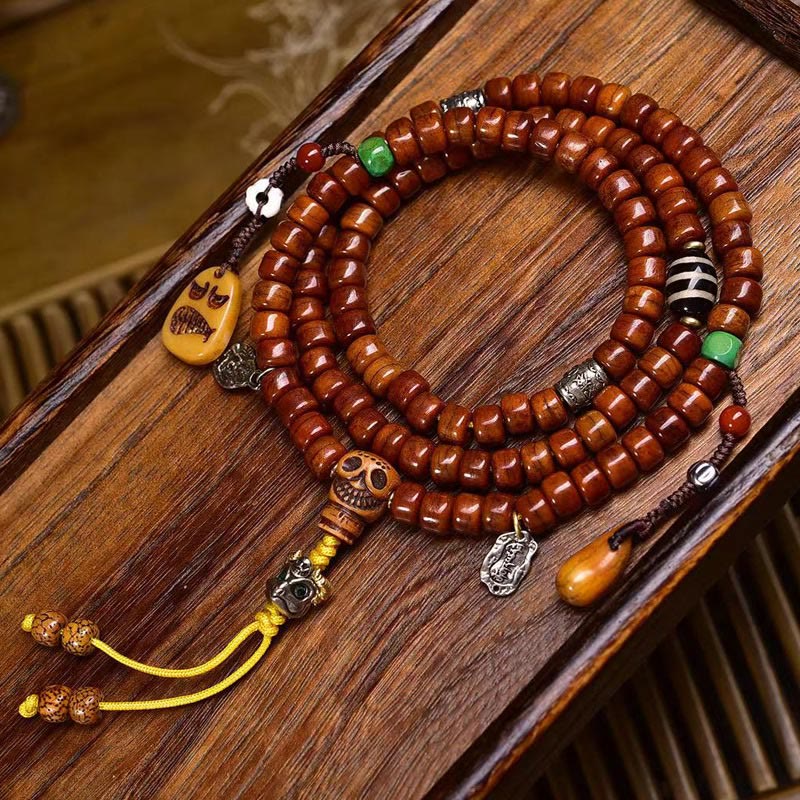 Karma Stone Tibet 108 Beads Yak Bone Dzi Bead Strength Mala