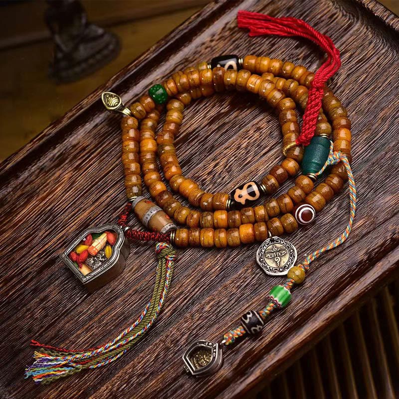 Karma Stone Tibetan 108 Beads Camel Bone Luck Tassel Mala