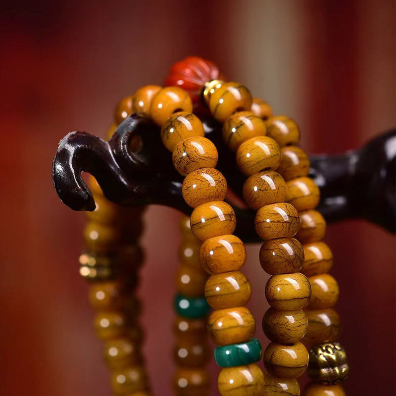 108 Tibetan Yak Bone Bracelet Tibetan Prayer Beads for Protection
