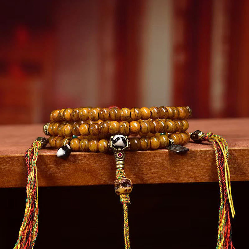 Karma Stone Tibetan 108 Beads Yak Bone Dzi Bead Keep Away Evil Spirits Mala