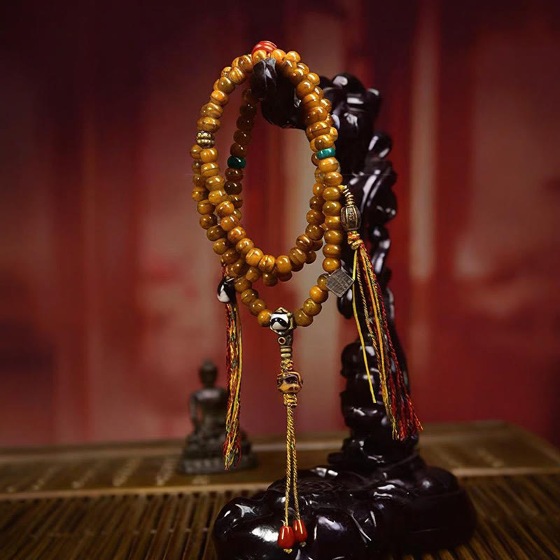 108 Tibetan Yak Bone Bracelet Tibetan Prayer Beads for Protection