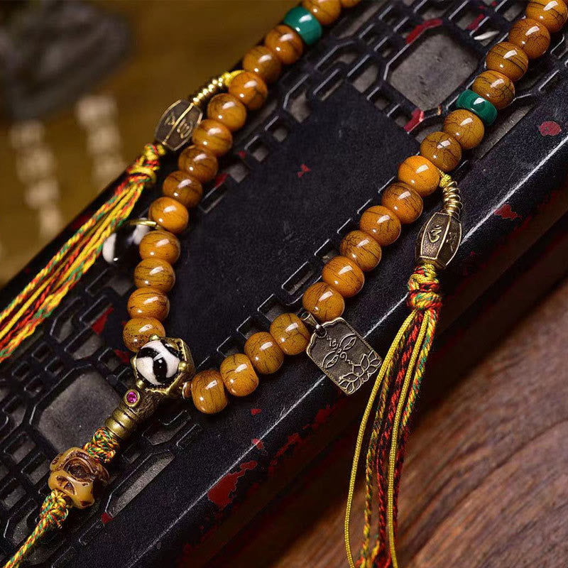 108 Tibetan Yak Bone Bracelet Tibetan Prayer Beads for Protection