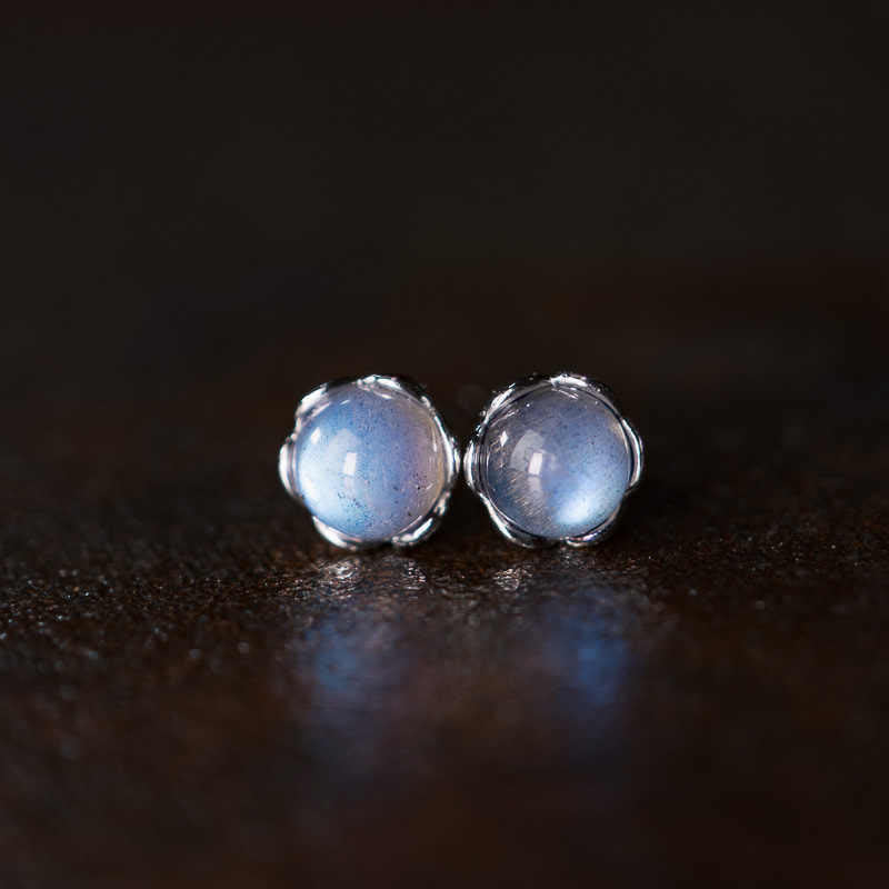 Karma Stone 925 Sterling Silver Moonstone Positive Earrings
