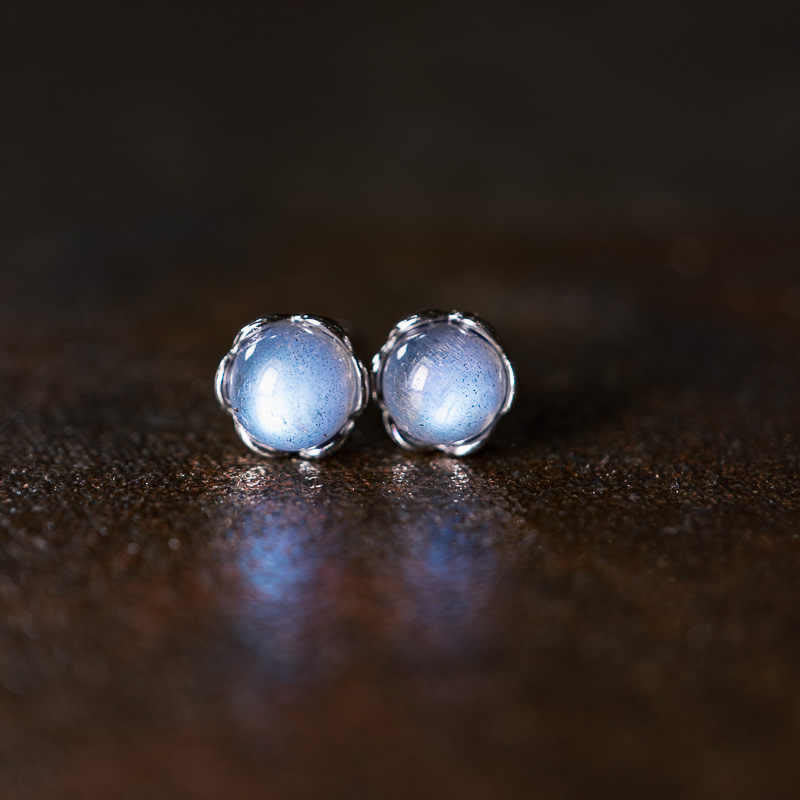 Karma Stone 925 Sterling Silver Moonstone Positive Earrings